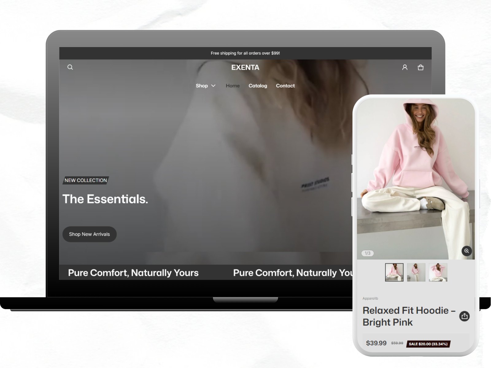 Store built for EXENTA — apparel brand